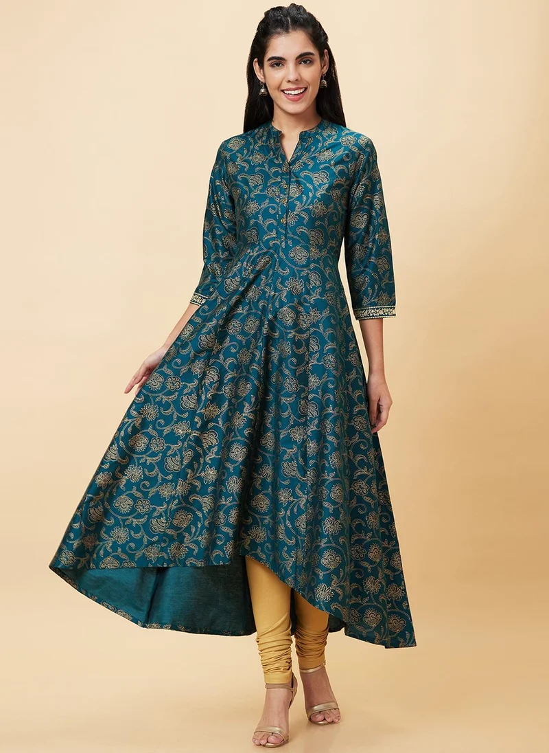 globus Green Globus Women Green Floral Printed A-Line Festive Kurta for Women | Best Price UAE